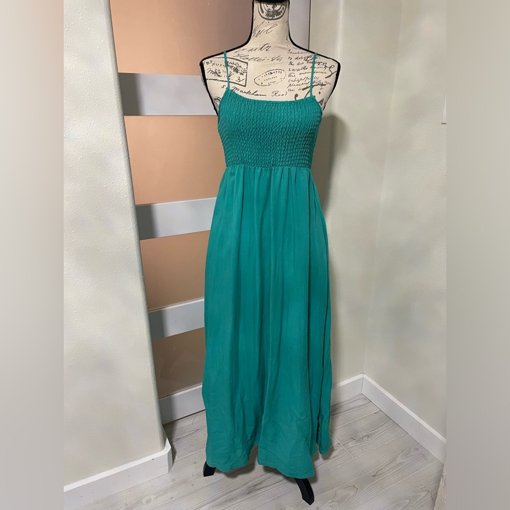 Z Supply Teal Smocked Midi Dress - Picture 6 of 10